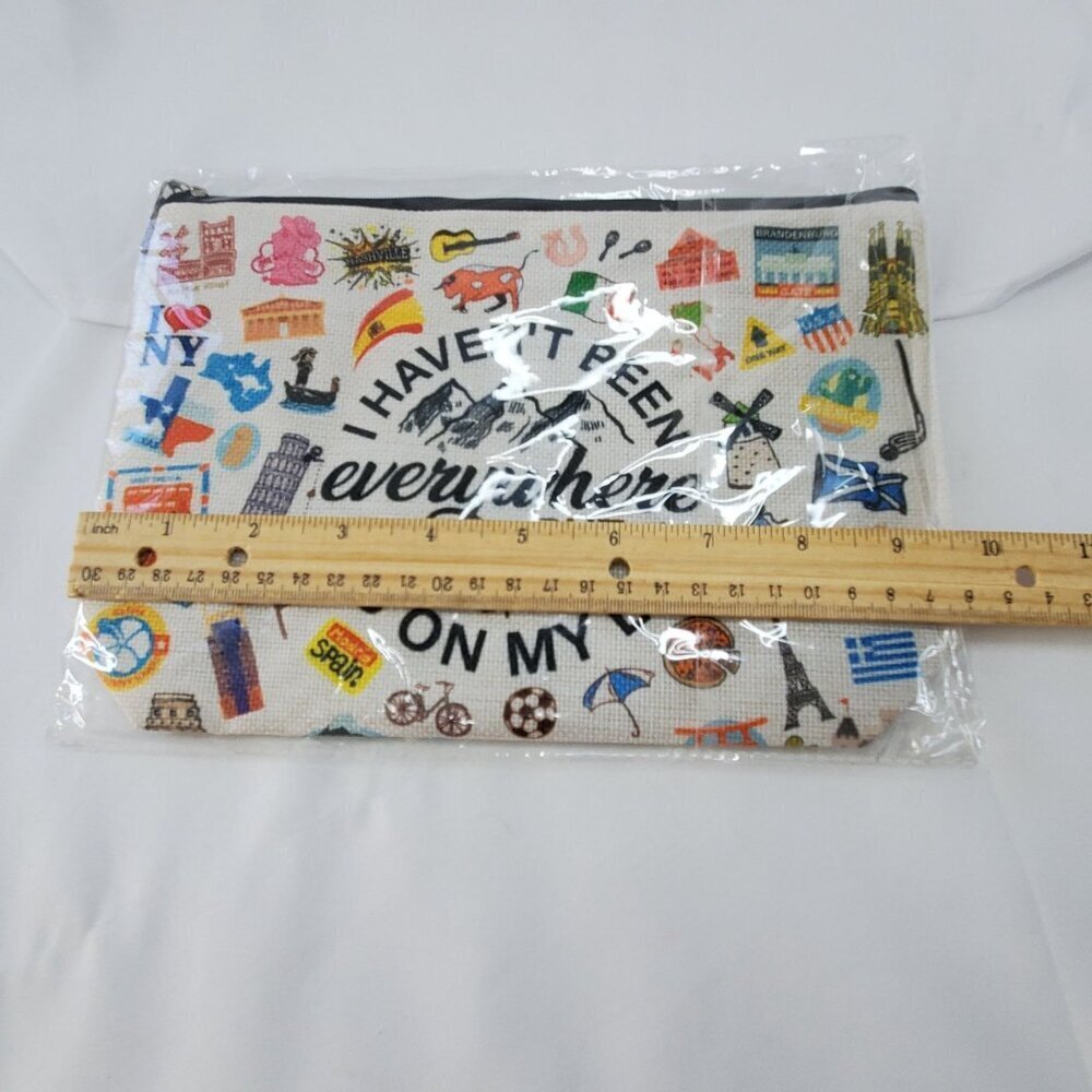 Travel-Themed Cosmetic Pouch  "I Haven't Been Everywhere But Its On My List" - Picture 5 of 5